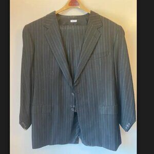 Custom Brioni Men's Suit, 42R, Black Pinstripe